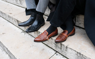 Skórzane buty z metalicznymi detalami - Melvin & Hamilton