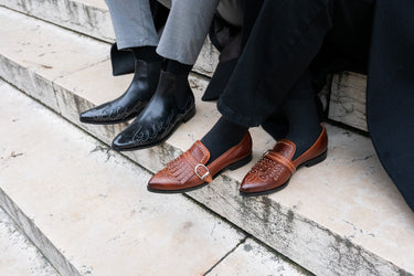 Skórzane buty z metalicznymi detalami - Melvin & Hamilton