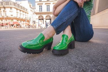 Zielone buty na obcasie Stefy Melvin & Hamilton